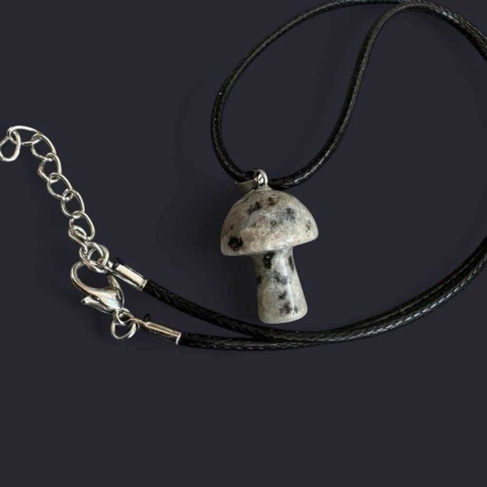 Kiwi Jasper Mushroom Pendant Necklace
